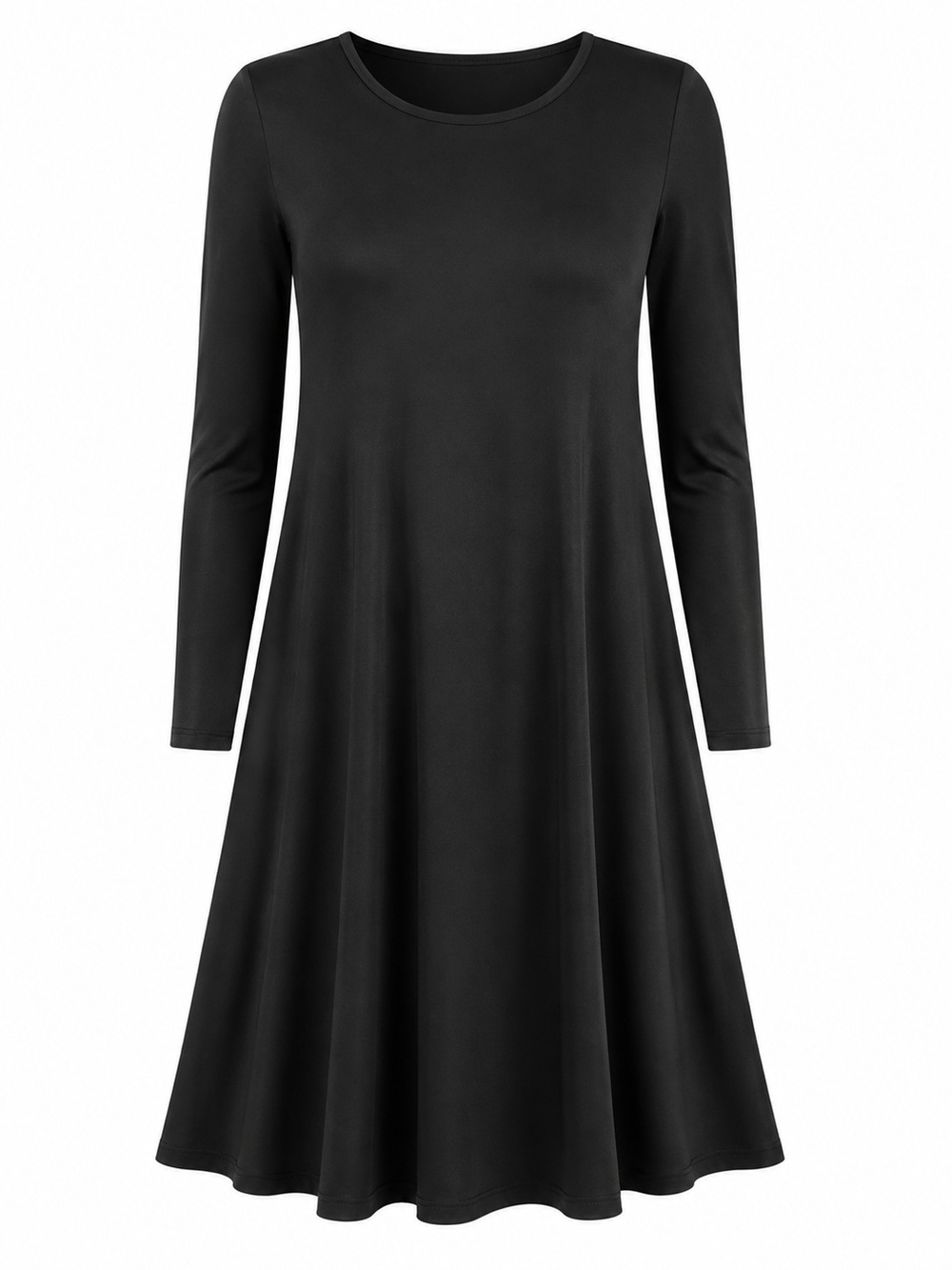 JESS & JANE | NWT Black Long Sleeve Swing A-Line Dress LBD Witchy Goth | M